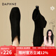 達芙妮（DAPHNE）短靴女秋冬加絨瘦瘦靴冬季新款女靴冬款棉靴英倫風(fēng)彈力皮靴 黑色4cm 38 (240mm)