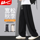 回力休閑褲男秋季潮流寬松系帶直筒闊腿褲子男百搭顯瘦運動(dòng)褲男長(cháng)褲
