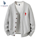 U.S. POLO ASSN.保羅針織男秋季商務(wù)休閑毛衣男百搭保暖外套 淺灰 XL