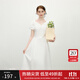 范思藍恩少女感泡泡袖通勤純色連衣裙2025夏新款V領(lǐng)顯瘦裙子2151 白色 M