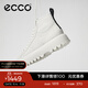 愛(ài)步（ECCO）休閑鞋女 時(shí)尚百搭防水高幫牛皮鞋 街頭860403 白色/灰白色86040352292 37