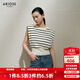 艾諾絲雅詩(shī)【商場(chǎng)同款】2025夏季新品松弛感條紋撞色無(wú)袖針織衫上衣40438130 黑白條 M