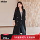 MsShe【高級感雙排扣長(cháng)款風(fēng)衣】大碼女裝2025秋裝胖mm收腰外套女 經(jīng)典款-黑色現貨 2XL