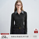 自巧小個(gè)子miu系撞色格紋拼接假兩件T恤女2025新款復古翻領(lǐng)上衣 深灰色 S 3