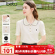 百圖betu女裝春夏新款T恤復(fù)古學(xué)院POLO領(lǐng)顯瘦短袖T恤女2403T16 淺杏色 M