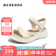 森達羊皮涼鞋女夏新商場(chǎng)同款簡(jiǎn)約厚底增高休閑涼鞋SZM01BL4 米白 38