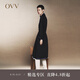OVV2023秋冬新款女裝戧駁領(lǐng)配腰繩高支羊毛雙面呢長款大衣 黑色（凈色）B9 S