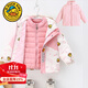 G.duck小黃鴨兒童沖鋒衣兩件套2025春季上新三合一可拆卸男女童連帽外套 F016 粉色【夾棉外套+羽絨內膽+ 100 建議身高90cm左右