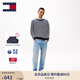 TOMMY JEANS25春夏新款男裝美式潮流復古磨白淺藍色水洗微彈寬松錐形牛仔褲 牛仔淺藍1AB 32