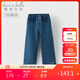 戴維貝拉女童牛仔褲兒童加絨褲子秋冬裝闊腿長(cháng)褲
