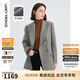 朗姿羊毛法式復(fù)古墊肩時(shí)尚通勤職業(yè)西服外套女冬季新款西裝 淺灰色 S