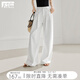 對(duì)白【100棉牛仔褲】松弛感直筒闊腿褲女2025夏新款壓褶顯瘦長(zhǎng)褲 云朵白 26