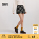 森馬（Semir）半身裙女格紋A字裙復古文藝氣質(zhì)冬俏皮時(shí)尚短裙小個(gè)子學(xué)院風(fēng) 灰藍色調00428 L