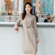 譚飛【舒芙蕾羊毛裙】2025年秋冬季新款半高領(lǐng)收腰針織中長(cháng)款連衣裙女 燕麥色 S