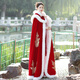 艾方鳥(niǎo)（AIFANGNIAO）冬季漢服斗篷秀禾服披風(fēng)新娘結婚加絨加厚保暖披肩外套 紅色【加絨款】 XL 175