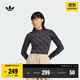 adidas街頭滑板文化修身運動(dòng)打底上衣長(cháng)袖T恤女裝阿迪達斯三葉草 碳黑   M