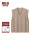 無(wú)印良品（MUJI）女式 羊絨 背心 針織毛衣女裝上衣外套冬季 BG69CC4A 棕色 L （165/88A）