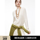 ELLE【100%綿羊毛】法式休閑半高領(lǐng)毛針織衫女2025秋季新款毛衣 米白 L