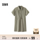 森馬（Semir）連衣裙女翻領(lǐng)燈籠袖休閑風(fēng)2025夏季防曬收腰短裙戶(hù)外109325114027