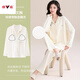雅鹿帶胸墊睡衣女士純棉一體新款春秋家居服冬季開(kāi)衫套裝長(cháng)袖褲可外穿 02K591 女-L
