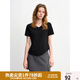 獨束大碼女裝簡(jiǎn)約“瘦瘦T”V領(lǐng)修身上衣2025夏季新款簡(jiǎn)約百搭T恤 暮色黑（V領(lǐng)） 2XL （尺碼：4）