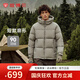 坦博爾【店長推薦】羽絨服男短款寬松休閑90絨連帽外套潮冬裝TAF530353J 晴霧色 L (175)