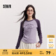 森馬（Semir）長(zhǎng)袖T恤女拼色插肩袖小狗套頭衫鹽系潮冬季修身抓毛衣服顯瘦 紫色調(diào)00377 M