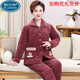 帕蘭朵睡衣女冬季三層加厚加絨珊瑚絨夾棉保暖中老年媽媽大碼家居服套裝 時(shí)光荏苒6025 M