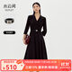 水云間黑色西裝領(lǐng)連衣裙女七分袖v領(lǐng)收腰a字裙子優(yōu)雅ol風(fēng)2025秋款 黑色 M