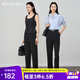 Olrain歐芮兒直筒煙管西裝9分褲女夏季2025新款通勤百搭顯腿長(cháng)褲 黑色 M