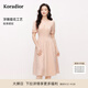 珂萊蒂爾【玫瑰裙】2025夏季新款優(yōu)雅蕾絲花紋短袖連衣裙女修身裙 淡橙紅 M