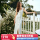 Olrain歐芮兒吊帶法式連衣裙女夏季2025新款假門(mén)襟別致紐扣設(shè)計(jì) 米白色 S