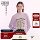 Teenie Weenie小熊女裝長(cháng)袖T恤2025夏季新款甜美清新田園印花上衣 淺紫色 XL