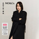 MO&Co.【秦嵐同款】大衣綿羊毛毛呢外套墊肩長(zhǎng)款附腰帶MBD4OVC002 黑色 S /160