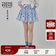 Teenie Weenie小熊女裝半身裙25夏季新款細褶花朵小清新蓬蓬短裙子 淺藍色 L
