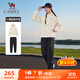 駱駝（CAMEL）薄絨連帽運動(dòng)服女裝防潑水休閑兩件套 J24CF0L4639 燕麥灰/黑 S