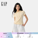GAP女裝2025夏季新款刺繡logo修身polo領(lǐng)短袖T恤多色上衣766123 杏色 XL (175/92A) 亞洲尺碼