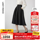 朗姿【朗姿Basic衣櫥】王楚然同款法式小香風(fēng)黑色半裙赫本風(fēng)大擺裙 黑色 L