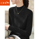 紅蜻蜓法式半高領(lǐng)內搭針織衫女裝春秋新款高級長(cháng)袖打底衫毛衣上 黑色 均碼 推薦體重80-120斤