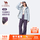 駱駝（CAMEL）加絨傘兵女褲寬松直筒戶(hù)外防潑水運動(dòng)褲 J25CA6L6017 葡萄紫 L