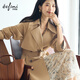 伊芙麗（eifini）蔣欣代言【琥珀風(fēng)衣】中長(cháng)款風(fēng)衣新款經(jīng)典簡(jiǎn)約雙排扣女士風(fēng)衣外套 咖啡金 M 105-118斤