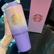 星巴克杯子多彩夏日系列冰霸杯大容量吸管杯巨無(wú)霸保溫杯保冷杯便攜水杯 820ml漸變紫雙飲口保溫杯