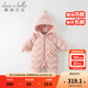 戴維貝拉（DAVE＆BELLA）新生兒羽絨連體衣保暖嬰兒衣服冬季幼兒服裝女寶外出服初生兒爬服 淺粉色-N 90cm （建議身高80-90cm）