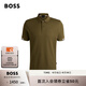BOSS博斯 男士橡膠徽標設計修身版Polo衫 302橄欖綠 L