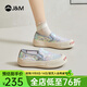 快樂(lè )瑪麗（J&M）樂(lè )福鞋女2023夏季新款亮片厚底增高百搭開(kāi)口笑懶人休閑一腳蹬女鞋 藍色 37 235mm