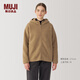 無(wú)印良品（MUJI） 女式 長(cháng)毛抓絨 連帽衫 女搖粒絨外套秋冬款長(cháng)袖女裝 BB2QOA4A 米色 XL(165/92A)