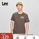 Lee25新品標(biāo)準(zhǔn)版圓領(lǐng)字母印花Logo日常男士短袖T恤日常休閑潮流 棕色 L