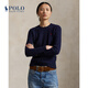 Polo Ralph Lauren 拉夫勞倫  女裝 25年早秋修身版型絞花編結圓領(lǐng)針織衫 400-深藍色 M