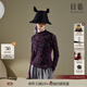 日著(zhù)原創(chuàng  )設計月亮波點(diǎn)印花T恤2024秋新款小高領(lǐng)彈力運動(dòng)打底上衣 月夜紫 L