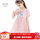 迪士尼女童連衣裙艾莎公主裙夏裝兒童T恤裙子愛(ài)莎短袖紗裙蓬蓬裙 HXM015粉色 120